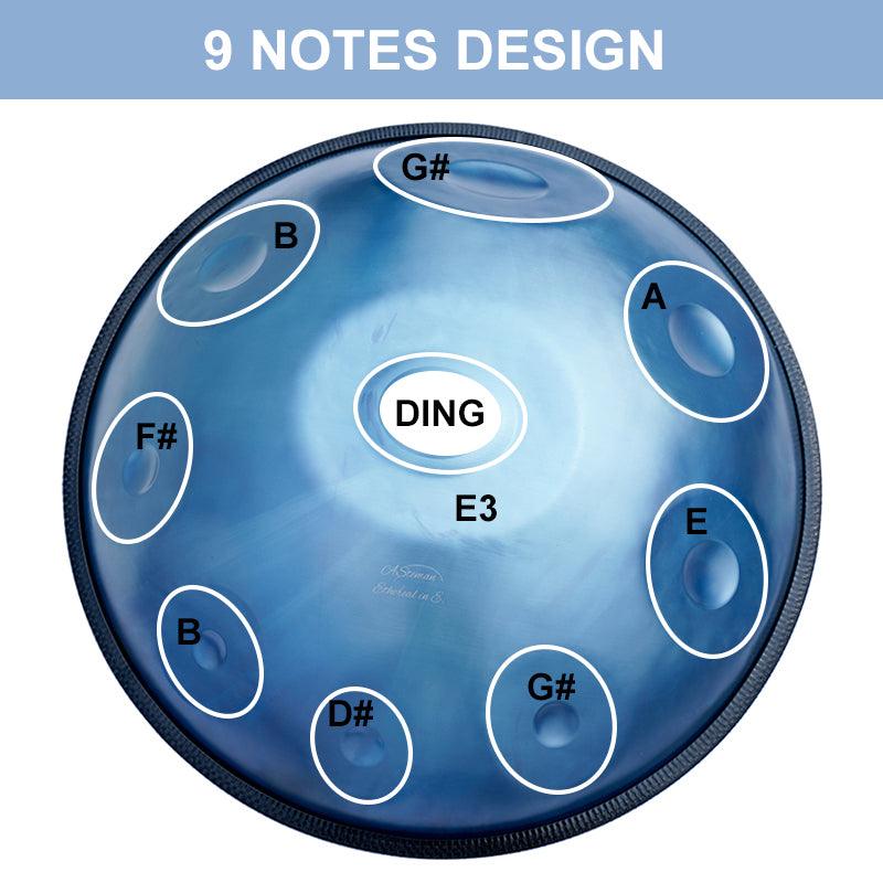 Lighteme As Teman Handpan 9 Notes Ice Age Multiple Notes & Scale Ice Blue Hangdrum with gift set