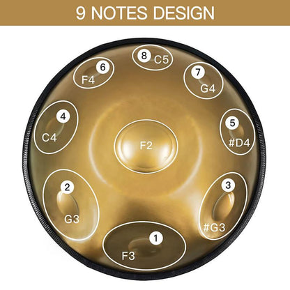 Lighteme As Teman Handpan Pure Golden 9 Notes F2 Low Pygmy Scale Hangdrum with gift set