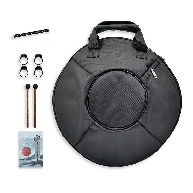 AS TEMAN Steel Tongue Drum | D Amara / C# Amara Black Tank Drum für Yoga & Meditation mit Geschenkset | 14 Zoll 9 Töne
