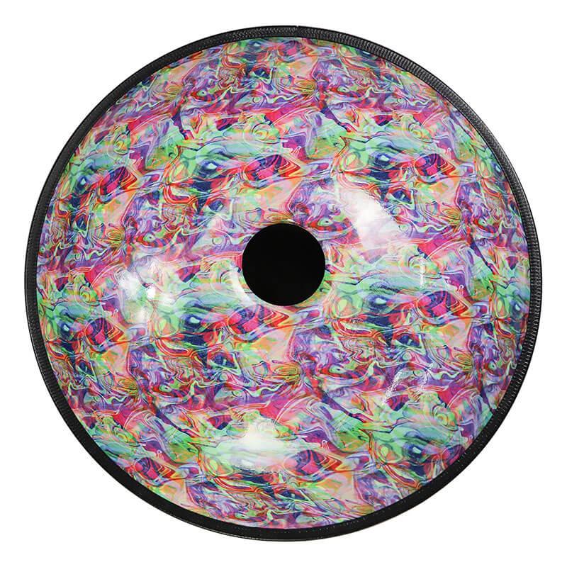 Lighteme As Teman Handpan Rainbow 10 Notes D Minor Scale Black hangdrum with gift set