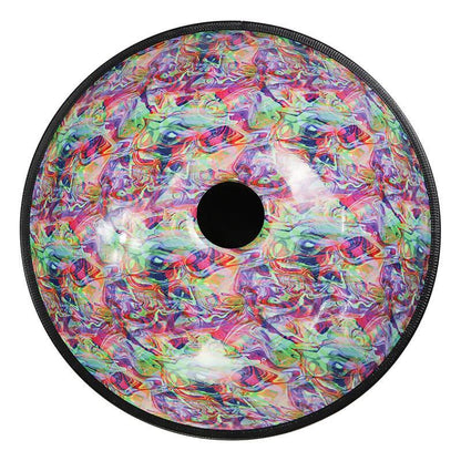 Lighteme As Teman Handpan Rainbow 10 Notes D Minor Scale Black hangdrum with gift set