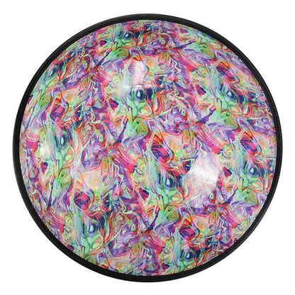 Lighteme As Teman Handpan Rainbow 10 Notes D Minor Scale Black hangdrum with gift set