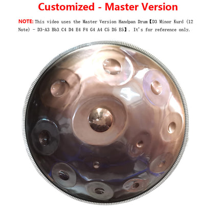 Lighteme Customized E3 Master Version / Standard Version High-end Stainless Steel Handpan Drum, Available in 432 Hz and 440 Hz, 22 Inch 9/10/11/13 Notes Professional Performances Percussion Instrument