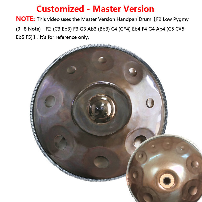 Lighteme Customized B2 Master Version High-end Stainless Steel Handpan Drum, Available in 432 Hz and 440 Hz, 22 Inch 9/10/13/15 Notes Professional Performances Percussion Instrument
