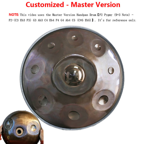 Lighteme Customized A2 Master Version High-end Stainless Steel Handpan Drum, Available in 432 Hz and 440 Hz, 22 Inch 9/13/14/15 Notes Professional Performances Percussion Instrument