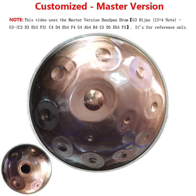 Lighteme Customized A2 Master Version High-end Stainless Steel Handpan Drum, Available in 432 Hz and 440 Hz, 22 Inch 9/13/14/15 Notes Professional Performances Percussion Instrument