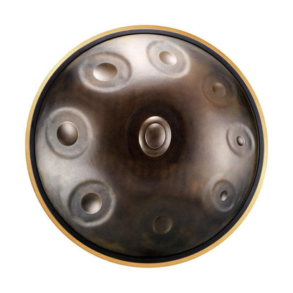 Lighteme Level A Upgrade Bronze Kurd Scale D Minor 22 Inch 9/10 Notes Nitride Steel Handpan Drum, Available in 440 Hz, High-end Percussion Instrument
