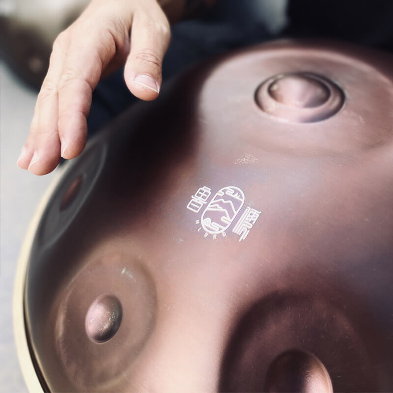 Lighteme Level A Upgrade Bronze Kurd Scale D Minor 22 Inch 9/10 Notes Nitride Steel Handpan Drum, Available in 440 Hz, High-end Percussion Instrument