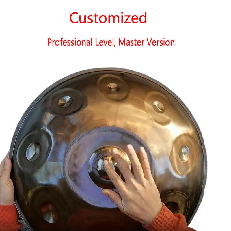 Lighteme Customized D3 Minor Master Version / Standard Version High-end Stainless Steel Handpan Drum, Available in 432 Hz and 440 Hz, 22 Inch 9/10/12/13/14/15/16 Notes Professional Performances