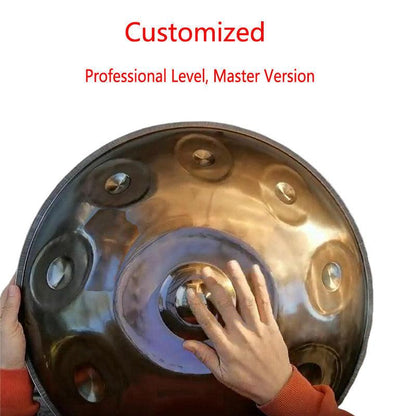 Lighteme Customized D3 Minor Master Version / Standard Version High-end Stainless Steel Handpan Drum, Available in 432 Hz and 440 Hz, 22 Inch 9/10/12/13/14/15/16 Notes Professional Performances