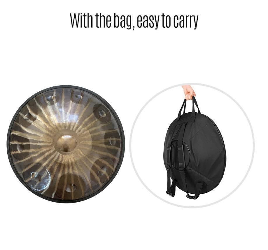HLURU Sun God 22 Inch 9/10/12 Notes High-end Stainless Steel Handpan Drum, Kurd / Celtic D Minor, Available in 432 Hz and 440 Hz - Severe Quenching Heat Treatment - HLURU