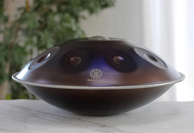 Lighteme Mountain Rain Handmade Hammering Handpan Drum, Kurd Scale D Minor, Available in 432 Hz and 440 Hz, High-end 22 Inches 9 Tones Featured High-end Nitride Steel