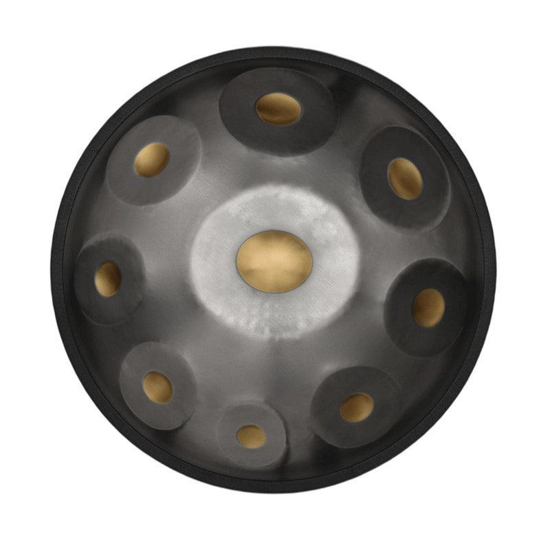 HLURU King High-end D Key 22 Inch 9/10/12 Notes Stainless Steel / Nitride Steel Handpan Drum, Available in 432 Hz and 440 Hz - Gold-plated Sound Area - HLURU