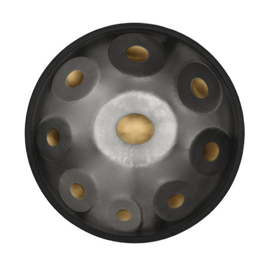 HLURU King High-end D Key 22 Inch 9/10/12 Notes Stainless Steel / Nitride Steel Handpan Drum, Available in 432 Hz and 440 Hz - Gold-plated Sound Area - HLURU