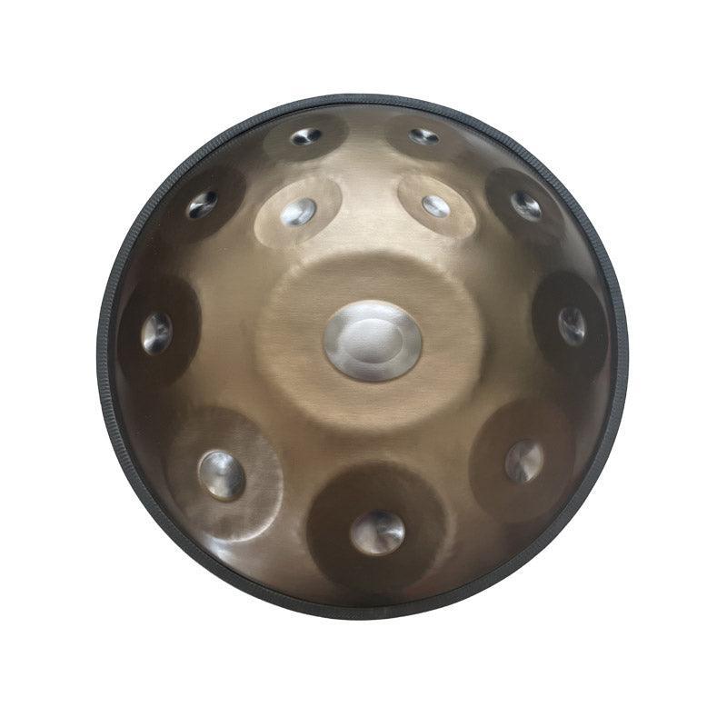 HLURU King High-end D Key 22 Inch 9/10/12 Notes Stainless Steel / Nitride Steel Handpan Drum, Available in 432 Hz and 440 Hz - Gold-plated Sound Area - HLURU