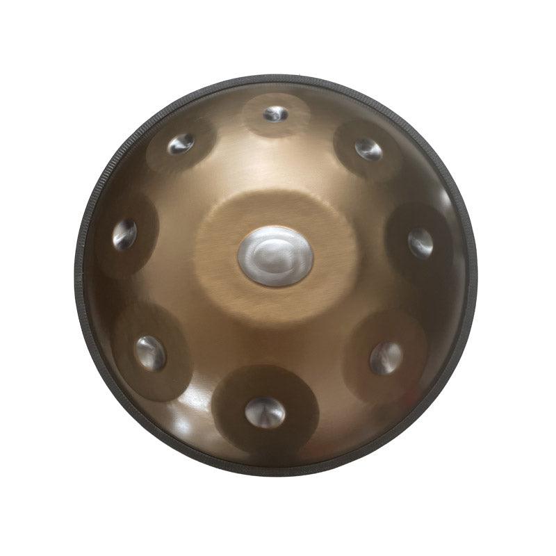 Lighteme King Mini Handpan Drum Kurd Scale G Minor 18 Inch 9 Notes High-end Stainless Steel Percussion Instrument, Available in 432 Hz and 440 Hz, - Gold-plated Sound Area