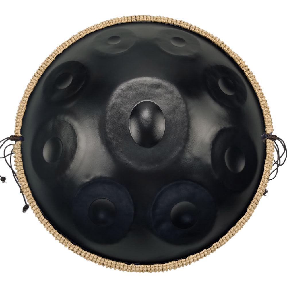 Lighteme DC Handpan Drums Pure Black 22 Inches 9 Notes D Minor Kurd Scale Hang Drum