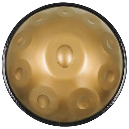 MiSoundofNature Edelstahl Handpan Drum Pure Golden 22 Zoll 10 Noten d-Moll Kurd Scale Hangdrum