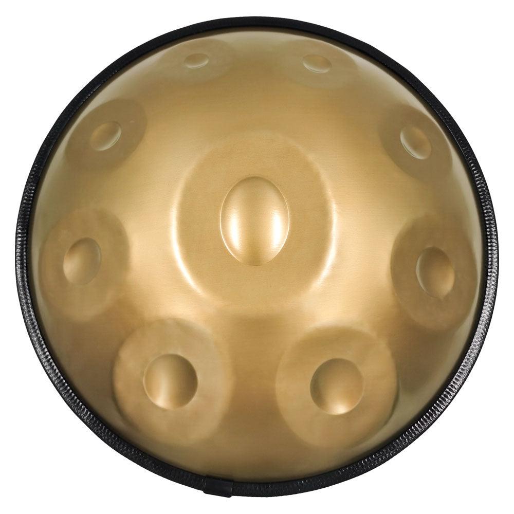 Lighteme STL Handpan Drum Pure Golden 22 Inches 9 Notes D Minor Kurd Scale Hangdrum