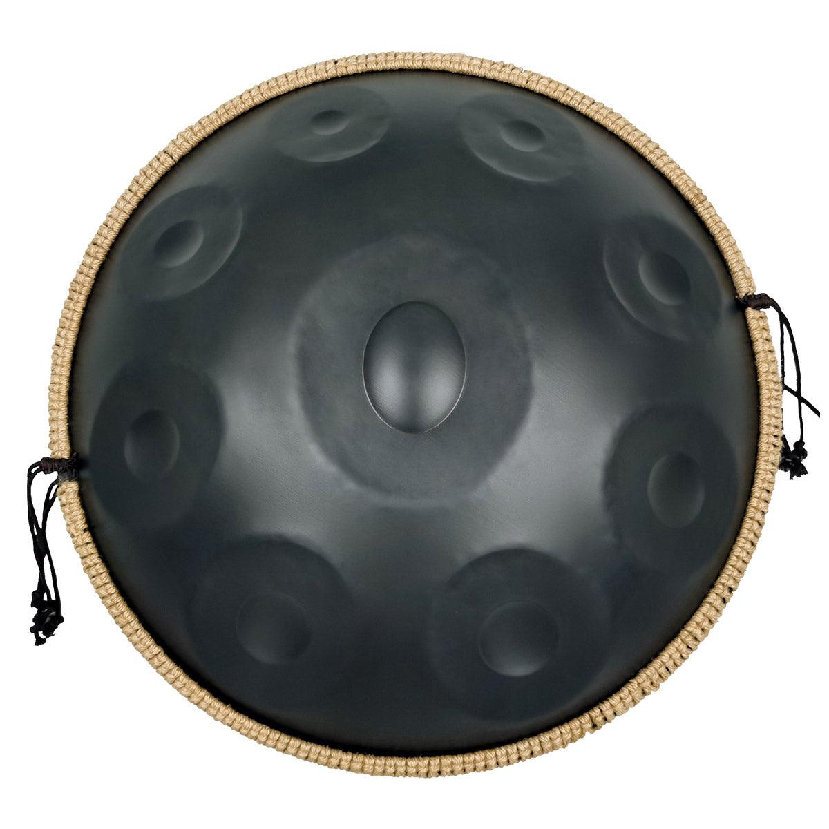 Lighteme DC Handpan Drum Pure Black 22 Inches 9 Notes D Minor Kurd Scale Hang Drum