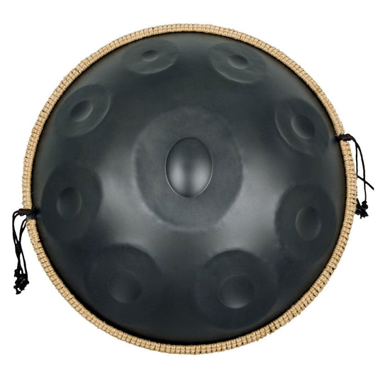 Lighteme Acier nitruré Handpan Drum Pure Black 22 Pouces 9 Notes Ré Mineur Kurd Scale Hangdrum