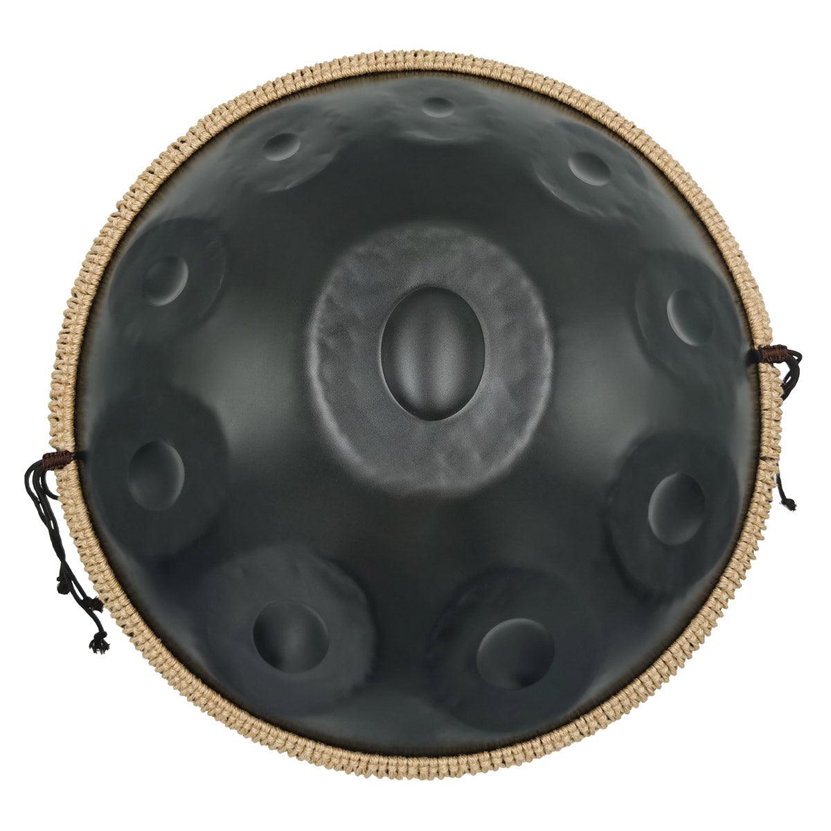 Lighteme DC Handpan Drum Pure Black 22 Inches 10 Notes D Minor Kurd Scale Hang Drum