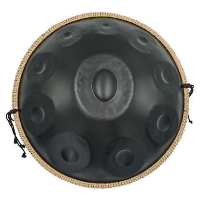 Lighteme DC Handpan Drum Pure Black 22 Inches 10 Notes D Minor Kurd Scale Hang Drum