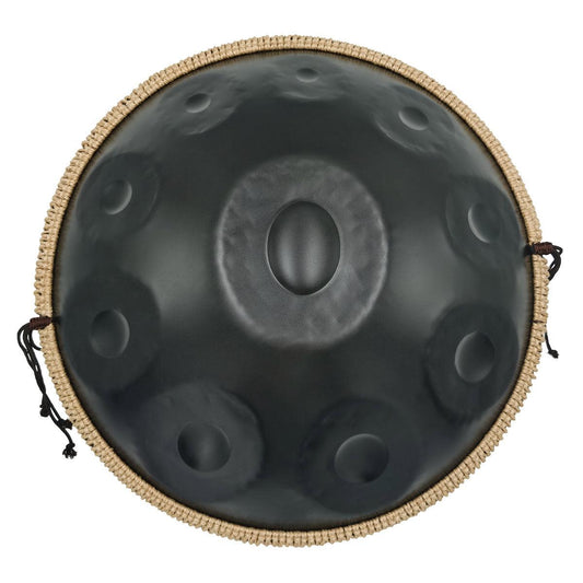 Lighteme Acier nitruré Handpan Drum Pure Black 22 pouces 10 Notes Ré Mineur Kurd Scale Hangdrum