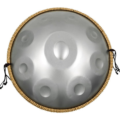 Lighteme Acier inoxydable Handpan Drum Argent Sterling 22 Pouces 9 Notes Ré Mineur Kurd Scale Hangdrum
