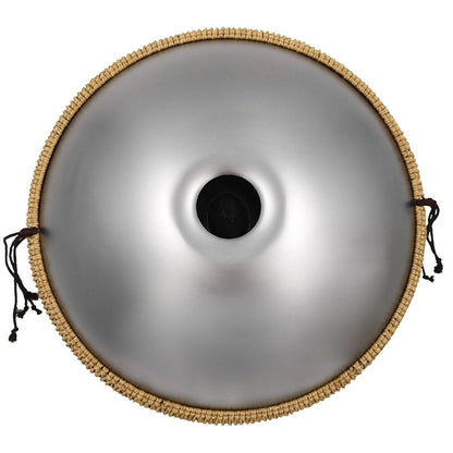 Lighteme Acier inoxydable Handpan Drum Argent Sterling 22 Pouces 9 Notes Ré Mineur Kurd Scale Hangdrum