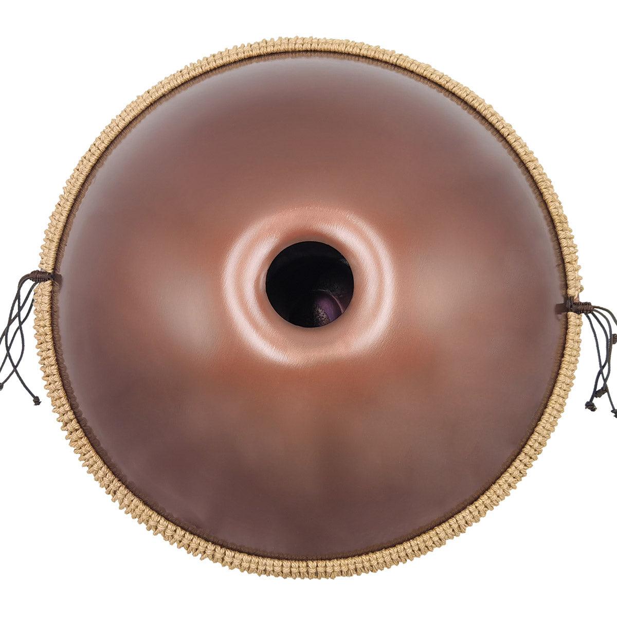 Lighteme STL Handpan Drum Pure Brown 22 Inches 9 Notes D Minor Kurd Scale Hangdrum