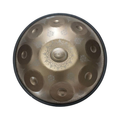 HLURU Handpan Drum Handmade Kurd Scale / Celtic Scale D Minor 22 Inch 9 Notes Featured, Available in 432 Hz and 440 Hz, High-end Stainless Steel Percussion Instrument - Laser engraved Mandala pattern. Never fade. - HLURU