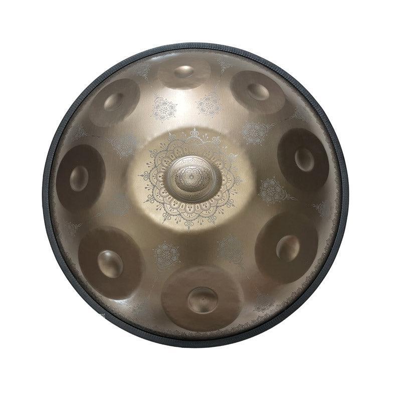 HLURU Handpan Drum Handmade Kurd Scale / Celtic Scale D Minor 22 Inch 9 Notes Featured, Available in 432 Hz and 440 Hz, High-end Stainless Steel Percussion Instrument - Laser engraved Mandala pattern. Never fade. - HLURU